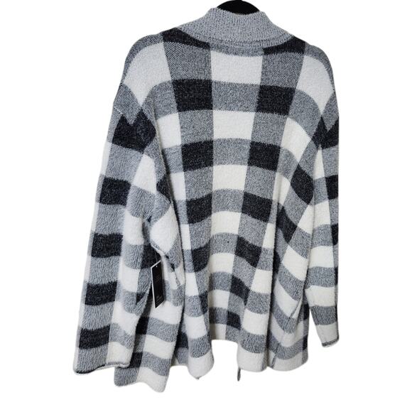 New Ali Miles Womens Black White Plaid Open Front Soft Cardigan Sweater 3X - Picture 6 of 9